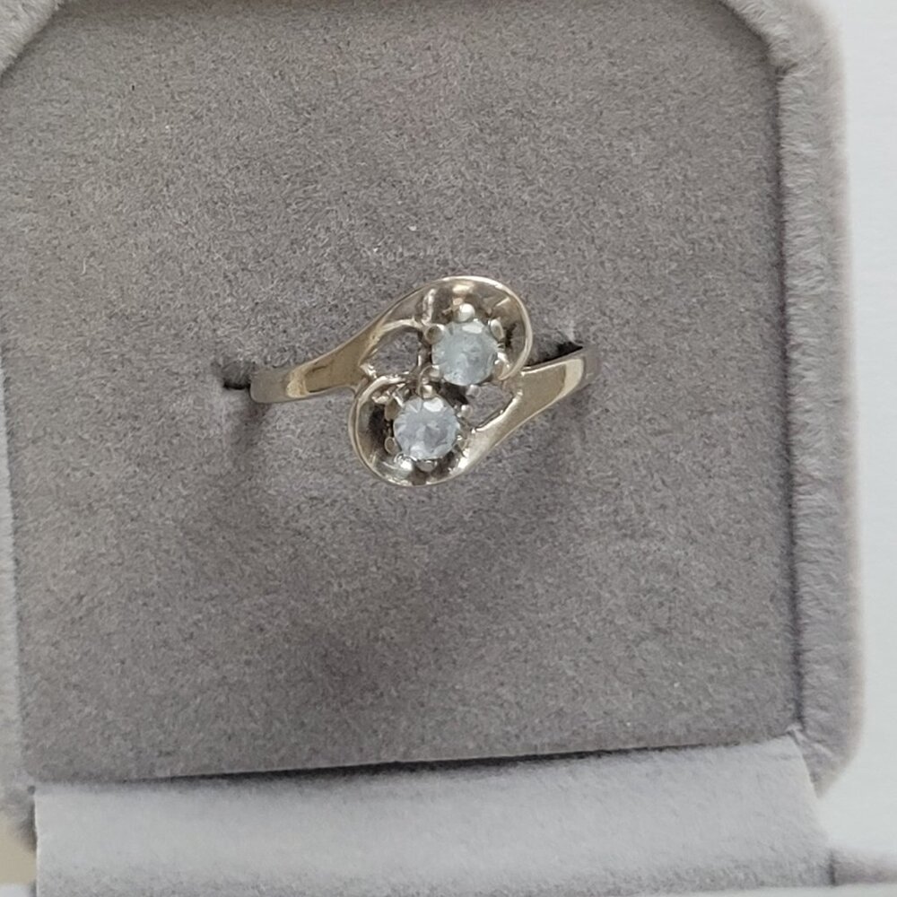 1960s Blue Topaz Ring 10k Vintage White Gold Dason December Birthstone - Picture 8 of 15